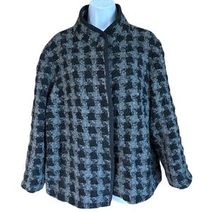 Orvis Jacket Women's Size 20 Acrylic Wool Blend Button Front Black Gray